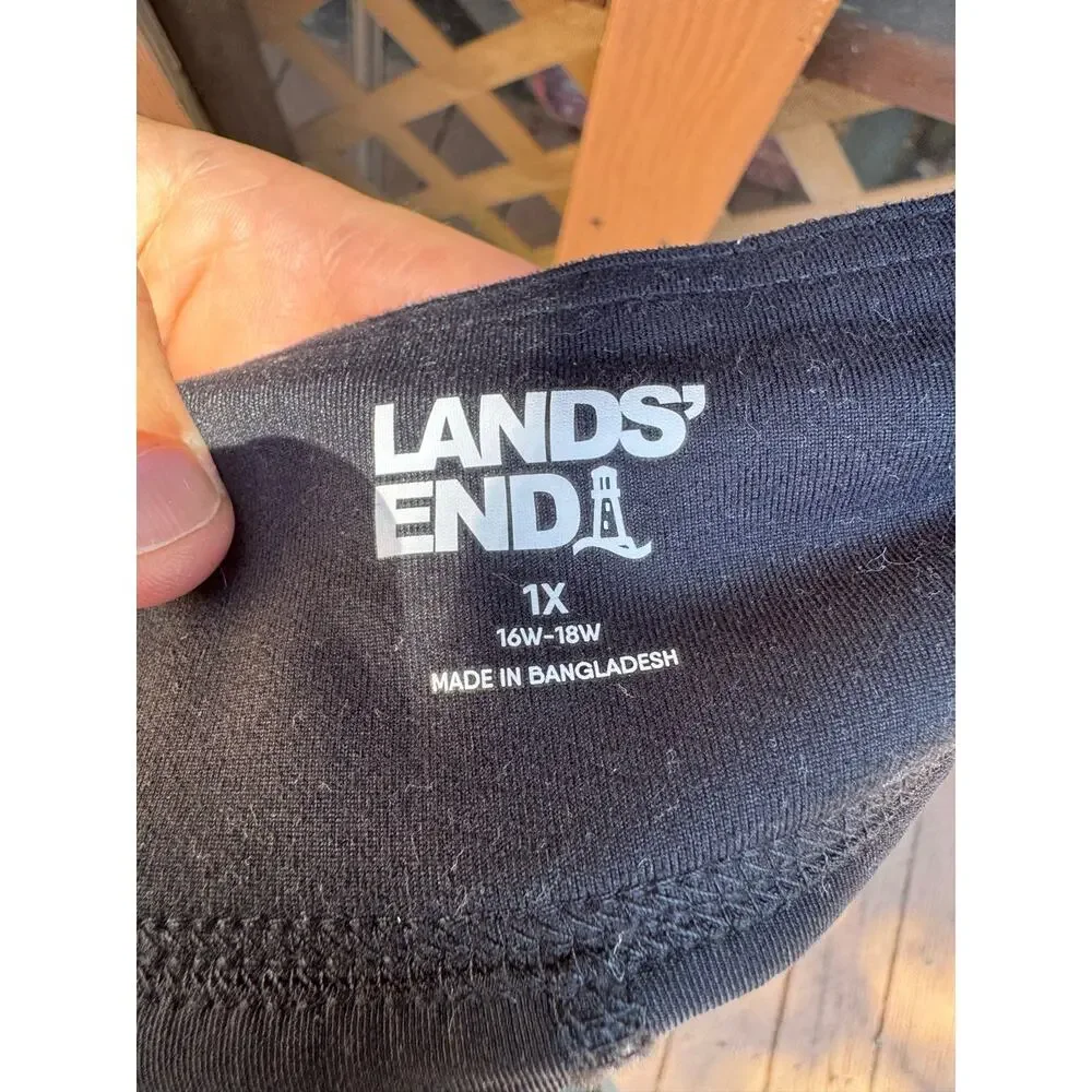 Lands’ End 1X Black Active Shorts Built-In Liner Pull On Athleisure 16W-18W